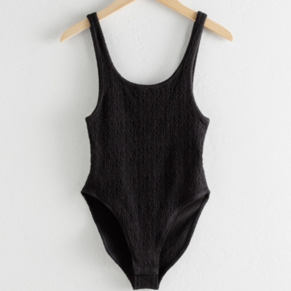 & Other Stories Cotton Blend Crepe Bodysuit